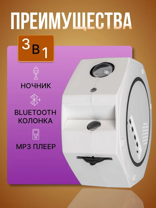 SALE24 Проекционный светильник Bluetooth колонка, белый, фото 2