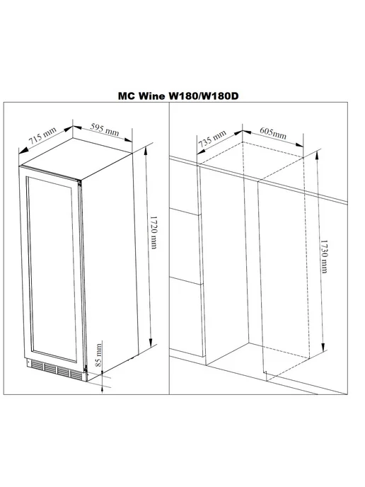 MC WINE Винный шкаф W180B, черный, фото 5