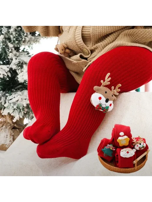 Dekna kids Колготки детские новогодние, красный, фото 2