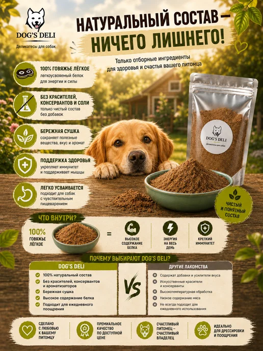 DOG’S DELI Легкое говяжье молотое для собак 100 гр, 100 г, фото 3