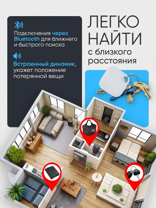 LKK GPS трекер для Apple (Iphone), Bluetooth метка, AirTag, белый, фото 2