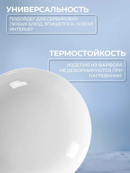 Добрушский фарфоровый завод Тарелка суповая d=20,5 см 700 мл «Универсал» фарфоровая, 700 мл, фото 4