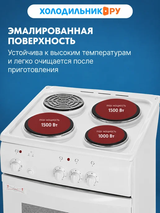De Luxe Плита электрическая 3 конфорки 5003.17э щ, белый, фото 3