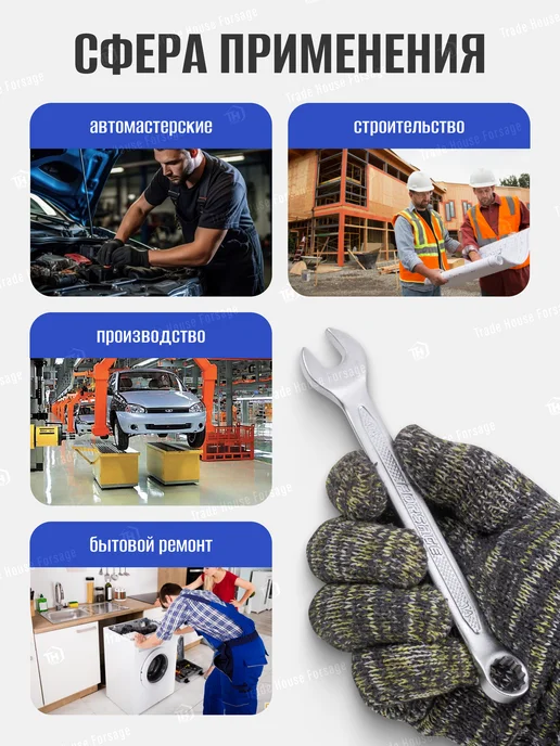 FORSAGE Набор ключей комбинированных, на полотне 16 предметов, серый, фото 4