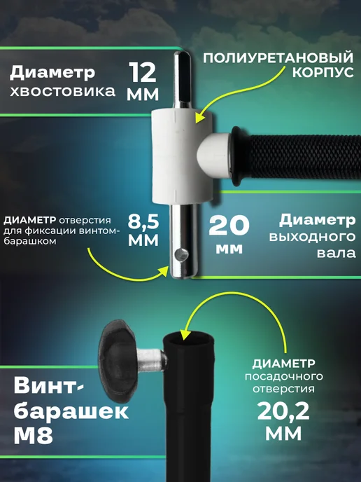 Тонар Ледобур 130 мм для шуруповерта с адаптером полиуретан, винт, 110, фото 2
