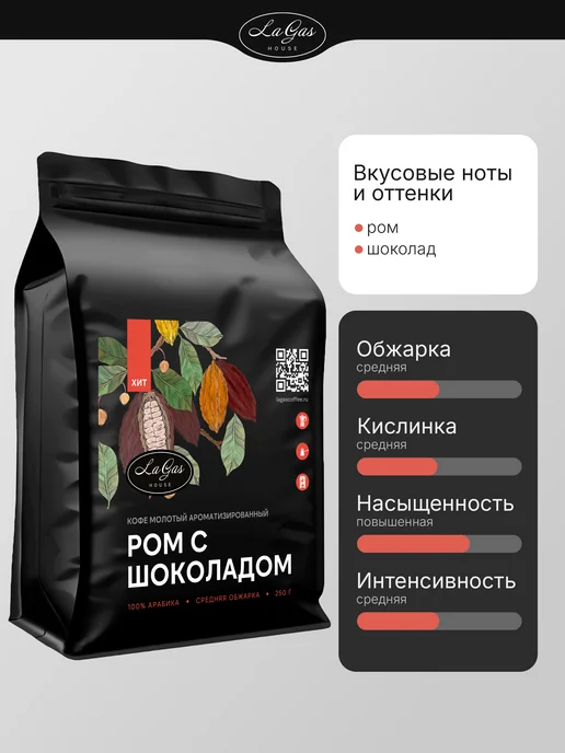 LaGas Кофе молотый подарочный набор ароматизированный 3 вкуса, вариант, фото 4