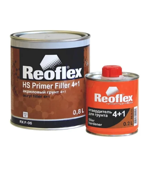 Reoflex RX F-06 4+1 HS Автогрунтовка акриловая (серый) 0,8 + 0,2 л, 200 мл, черный, фото 2