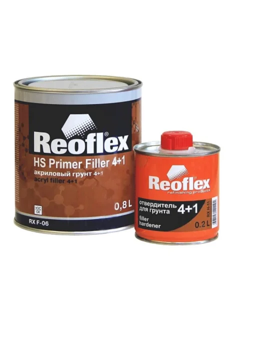 Reoflex RX F-06 4+1 HS Автогрунтовка акриловая (серый) 0,8 + 0,2 л, 200 мл, белый, фото 2