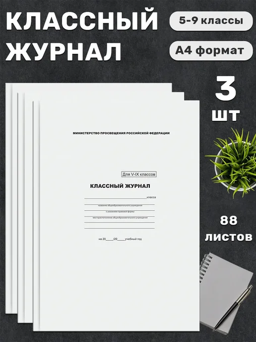 BG Классный журнал для 5-9 классов, твёрдый переплёт, 88 листов, 3 шт