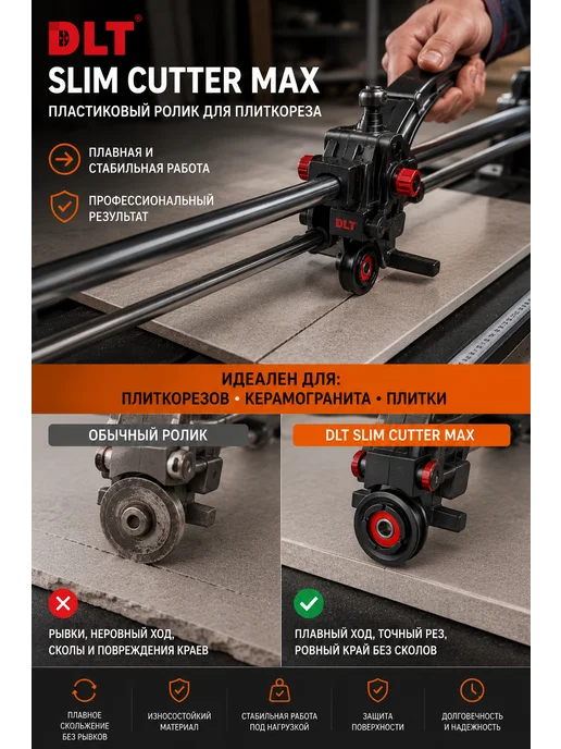 DLT Ролик пластиковый для плиткореза Slim Cutter MAX 1327, черный, фото 4