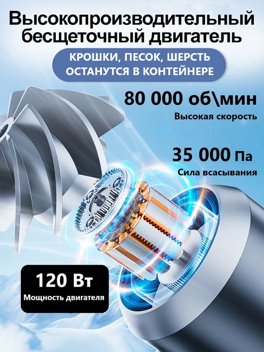 ZuVuZ Пылесос для автомобиля беспроводной мощный, вариант, фото 3