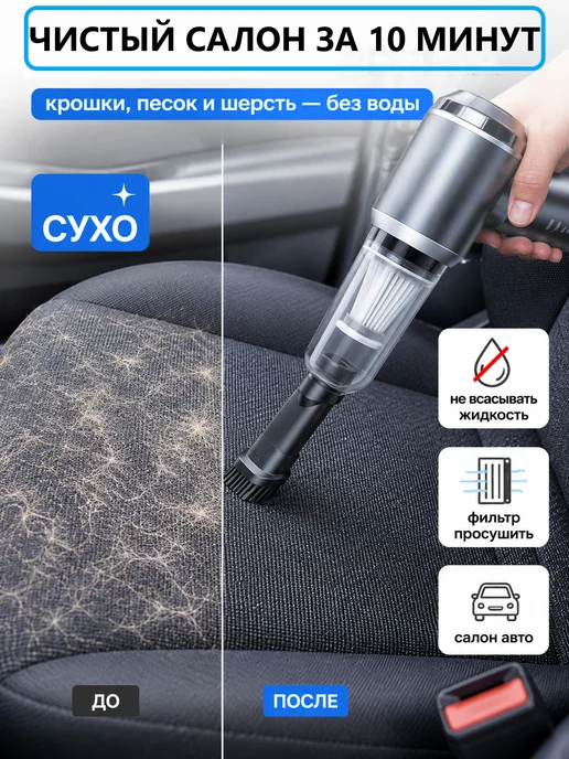 ZuVuZ Пылесос для автомобиля беспроводной мощный, вариант, фото 6