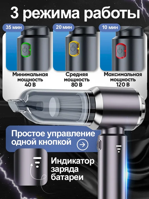 ZuVuZ Пылесос для автомобиля беспроводной мощный, вариант, фото 7