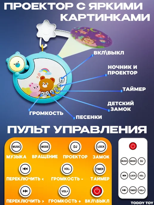 LKK Мобиль музыкальный для новорожденных 0+, голубой, фото 2