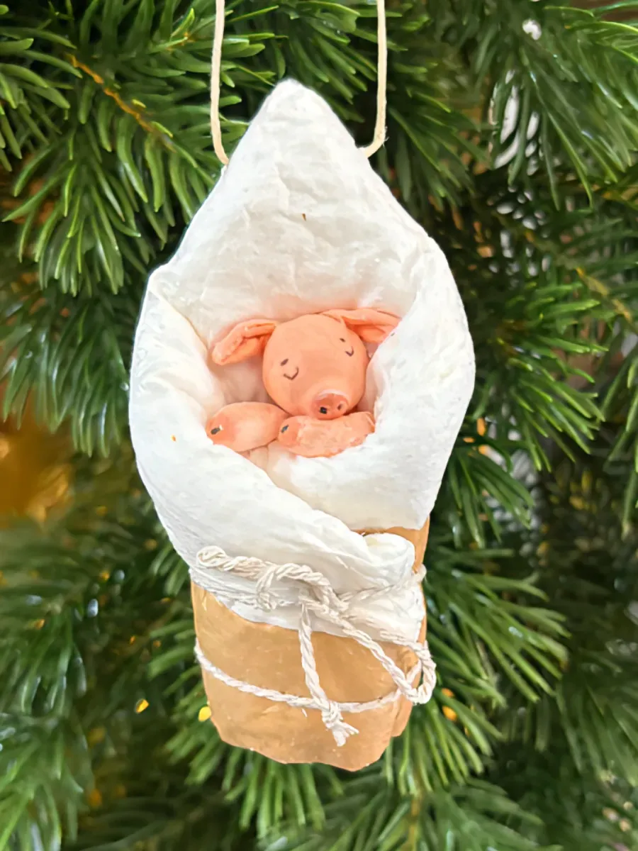 Новогодняя елочная игрушка из ваты Кузьмино
