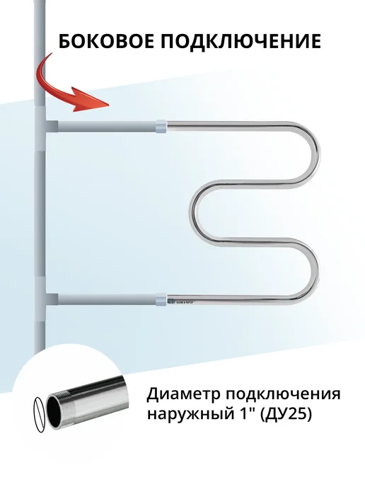 Gloss&Reiter Полотенцесушитель водяной боковое подключение 550х500, хром, 550x500, фото 3