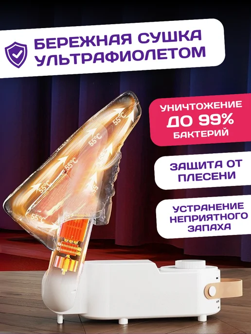 Дом Грез Электрическая сушилка для обуви ультрафиолетовая с таймером, белый, фото 4