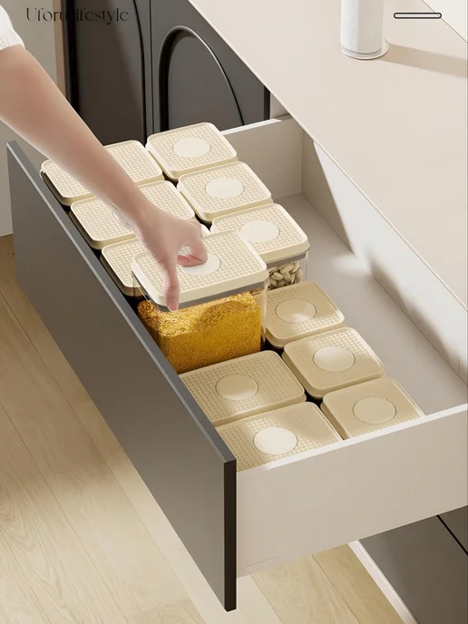 megaholl Контейнеры для круп банки для хранения сыпучих продуктов, 1,5 л, фото 7