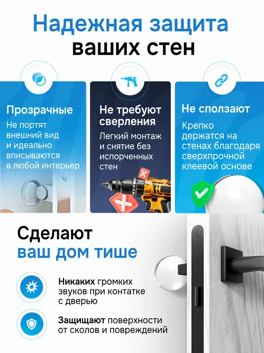 Уютория Стоппер настенный силиконовый ограничитель для двери, вариант, фото 4