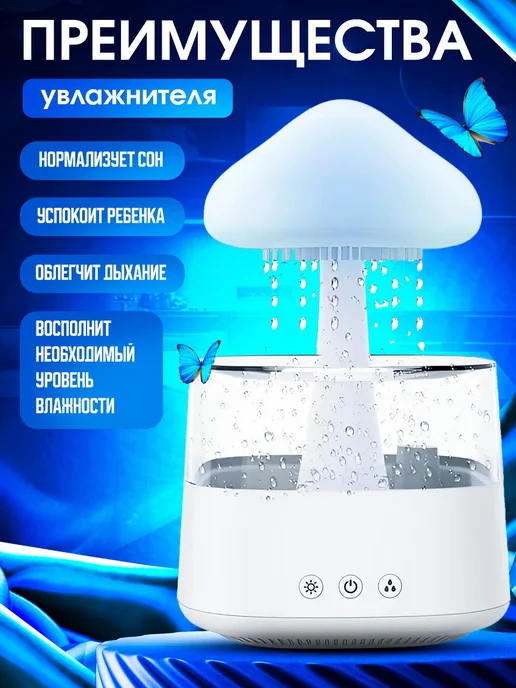 Eligio Увлажнитель воздуха Гриб с эффектом дождя, белый, фото 2