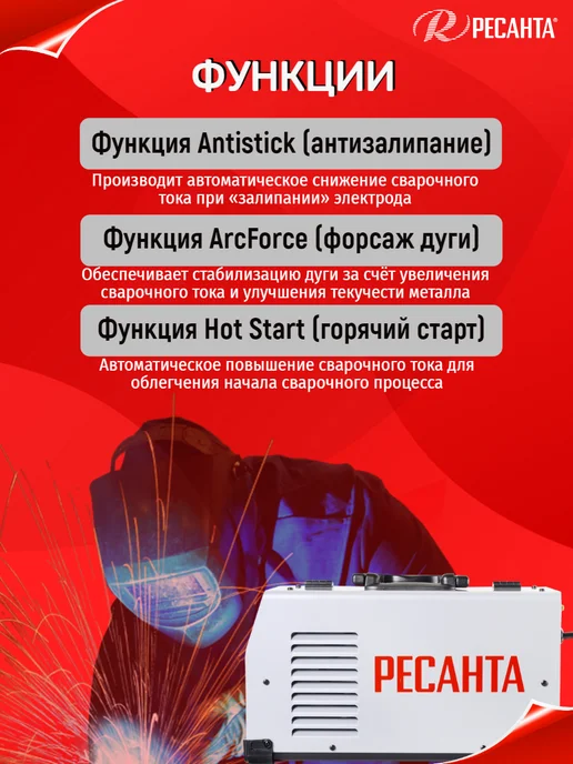 РЕСАНТА Сварочный полуавтомат с газом проволокой САИПА-200МФ, черный, фото 3