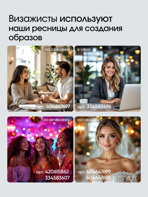Накладные ресницы многоразовые на ленте, черный, фото 7