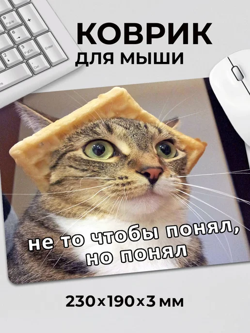 Коврик для мышки с приколом мем котик Не то чтобы понял но image