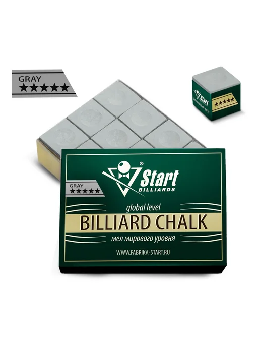 Startbilliards Мел для бильярда 5 звезд 12шт, серый, 12 шт, фото 3
