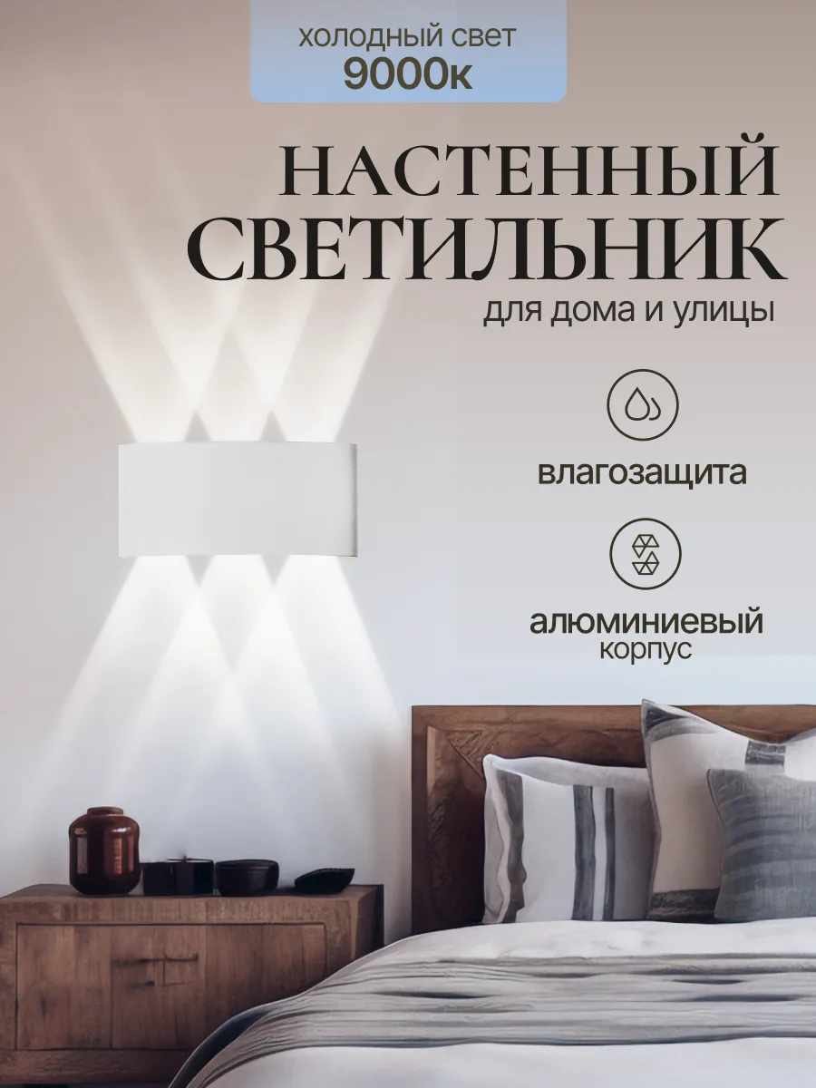 Светильник настенный светодиодный бра для дома и улицы