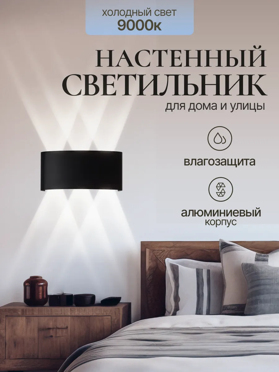 Светильник настенный светодиодный бра для дома и улицы