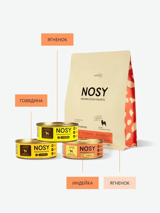 Сухой корм NOSY для собак, мелкие, ягненок, 2,5 кг, фото 7