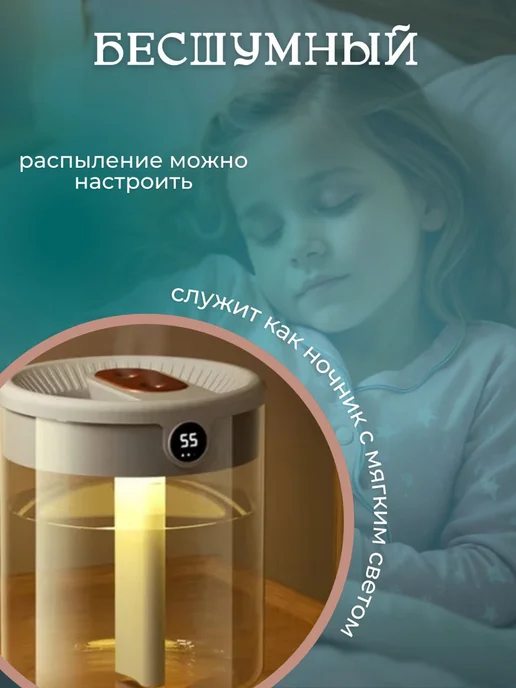 PodarkinDom Увлажнитель воздуха для дома с подсветкой, белый, фото 3