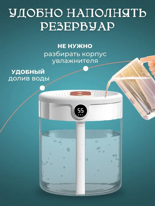 PodarkinDom Увлажнитель воздуха для дома с подсветкой, белый, фото 4