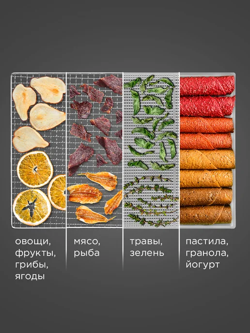REDMOND Сушилка электрическая для овощей и фруктов, 12 уровней, 70 л, 70 л, фото 8