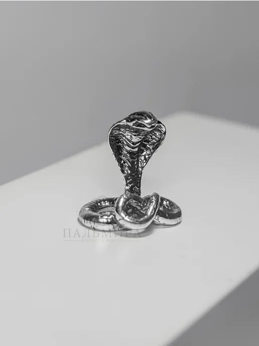 Сувенир Змея из серебра 925, серебристый, фото 6