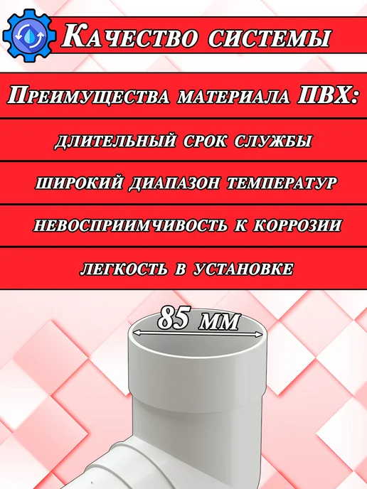 Docke Колено трубы Деке Премиум для водостока 1 штука, белый, фото 2