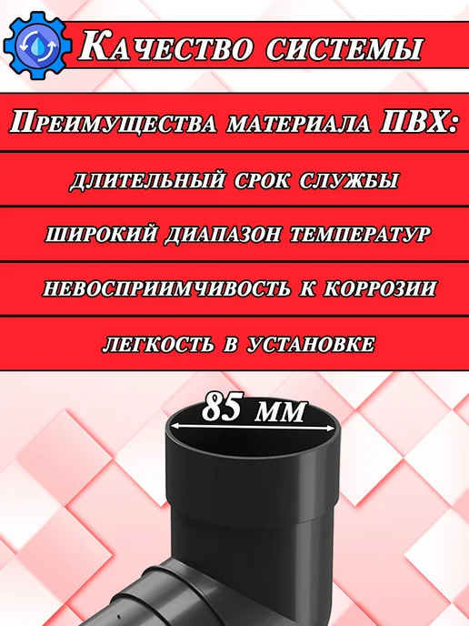 Docke Колено трубы Деке Премиум для водостока 1 штука, серый, фото 2