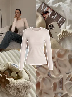 Лонгслив в рубчик трикотажная кофта обтягивающая