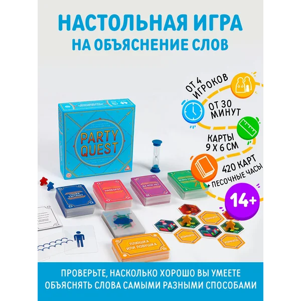 Настольная игра на объяснения слов "PARTY QUEST" 14+