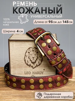 Ремень кожаный с заклепками красный подарок LEO HARDY 287193961 купить за 1 594 ₽ в интернет-магазине Wildberries