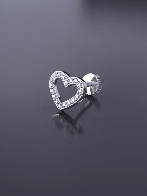KATRIN JEWELRY Пирсинг в ухо и хрящ серебро 925 с камнями, серебристый, фото 3