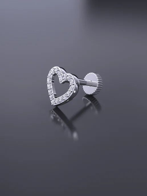 KATRIN JEWELRY Пирсинг в ухо и хрящ серебро 925 с камнями, серебристый, фото 4