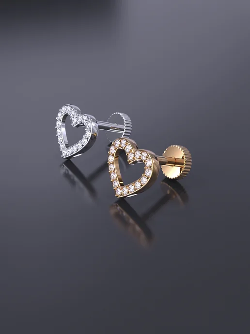 KATRIN JEWELRY Пирсинг в ухо и хрящ серебро 925 с камнями, серебристый, фото 7