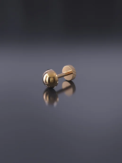KATRIN JEWELRY Пирсинг лабрет в хрящ серебро 925 позолота, серебристый, фото 3
