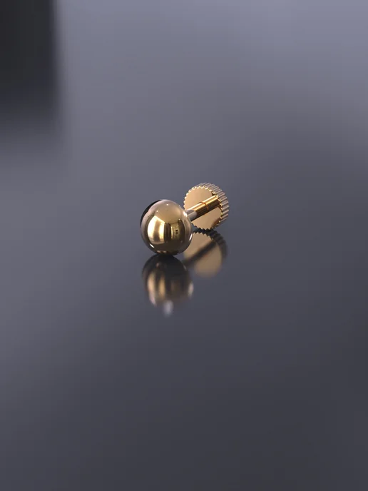 KATRIN JEWELRY Пирсинг лабрет в хрящ серебро 925 позолота, серебристый, фото 4