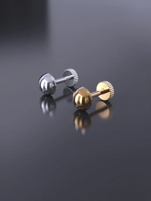 KATRIN JEWELRY Пирсинг лабрет в хрящ серебро 925 позолота, серебристый, фото 7
