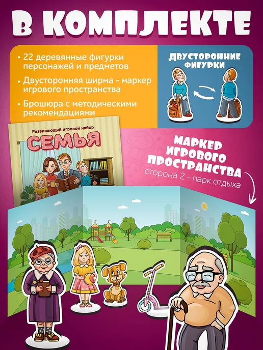 Нескучные игры Семья большой игровой набор с ширмой для развития ребенка 3+, вариант, фото 3