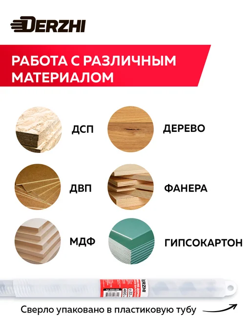 DERZHI Сверло по дереву винтовое спиральное с хвостовиком 22мм, серый, фото 2