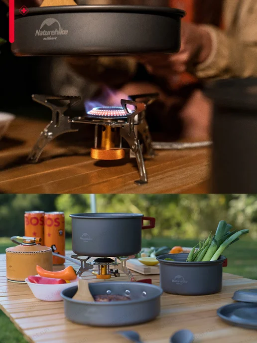 Naturehike Газовая горелка туристическая Folding Camping Stove 2021, серый, фото 4