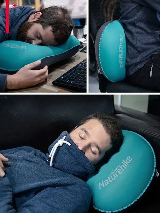 Naturehike Подушка для путешествий надувная Inflatable Air Pillow, оранжевый, фото 8